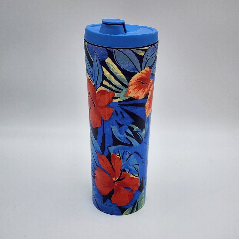 Dutch Brothers Flight-Floral‎ 28 oz Tumbler Tropical Habiscus Flowers Dble Wall